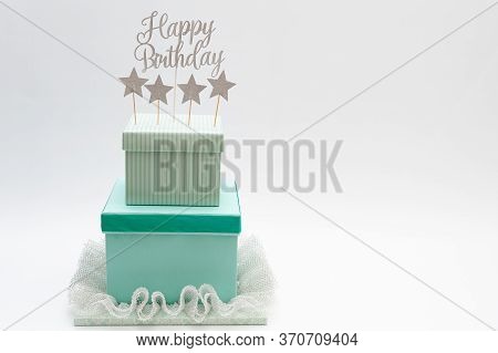 Fake Cake - Diy Gift Box Cake. Birthday Cake Made With Boxes. Decorated With Colored Paper, Pleated 