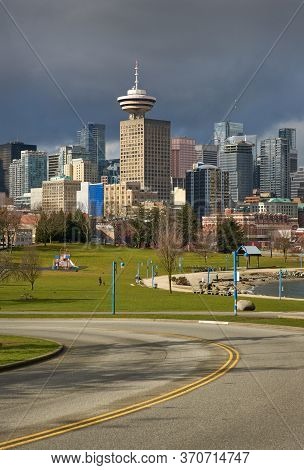 Crab Park At Portside Vancouver Vertical. Crab Park At Portside On The Shore Of Burrard Inlet In Dow
