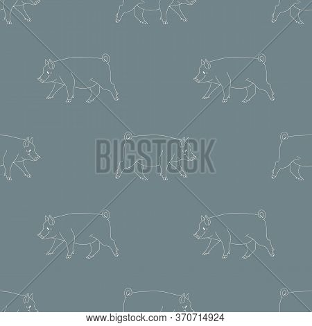 Seamless Bacaground Pig Livestock Gender Neutral Baby Pattern. Simple Whimsical Minimal Earthy 2 Ton
