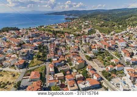 Aerial View Of Neos Marmaras On The Sithonia Peninsula, In The Chalkidiki , Greece