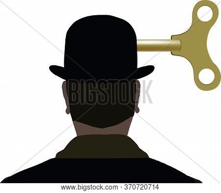 Man On His Back With The Black Cylinder