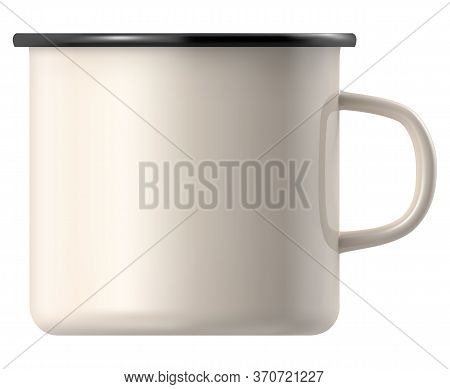 White Enamel Mug Isolated On White Background