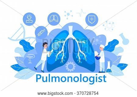 Pulmonologist Concept Vector. Pulmonary Fibrosis, Tuberculosis Illustrtion. Pneumonia, Lung Diagnosi