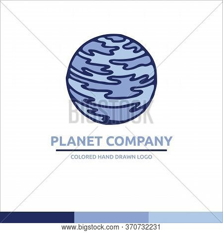 Blue And Light Blue Univerce Vector Planet Illustration Cosmos Logo