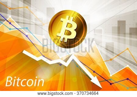 Bitcoin Cryptocurrency In The Bright Rays On Background With Sta