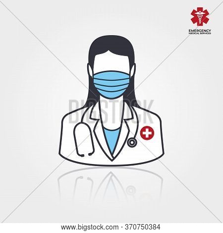 Woman Doctor Icon. Vector Illustration Medical Design