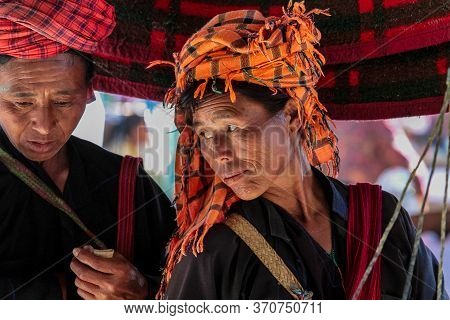 Heho, Myanmar - Nov 08, 2019: People At A Market In The City Center Of Heho In Myanmar, Former Burma