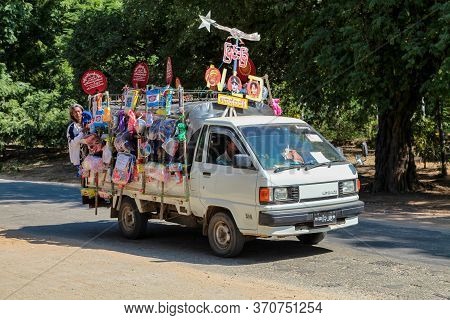 Bagan, Myanmar - Nov 16, 2019: Burmese People Demonstrating For Aung San Suu Kyi In Bagan