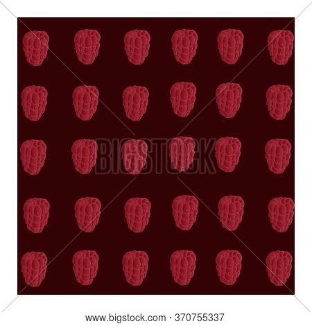 Seamless Pattern With Red Raspberries. Berry, Symmetrical, Repeating Pattern.