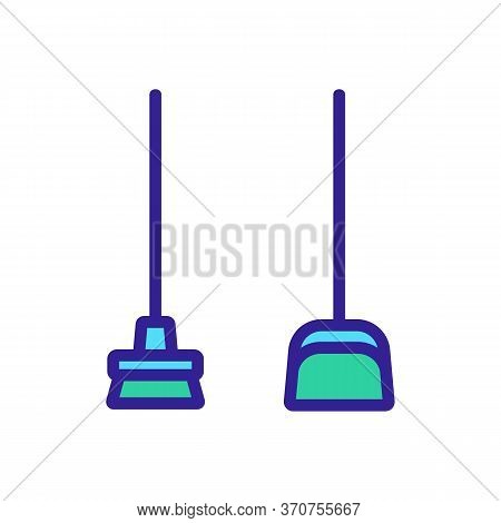 Dustpan And Broom Icon Vector. Dustpan And Broom Sign. Isolated Color Symbol Illustration