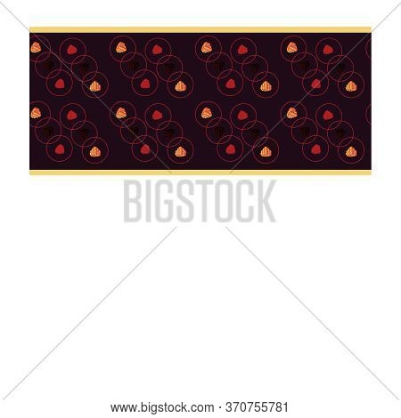 Seamless Border, An Ornament With Yellow, Red, Black Raspberries With A Pattern Of Red Circles.