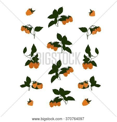 A Wreath-shaped Pattern With Yellow Raspberries, White Flowers And Green Leaves In The Shape Of A Ci