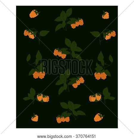 A Wreath-shaped Pattern With Yellow Raspberries, White Flowers And Green Leaves In The Shape Of A Ci