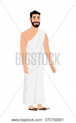 Hajj Pilgrim In Ahram ( Religious Dress) Vector