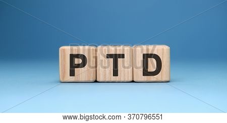 Ptd Word Cube On A Blue Background. Business Concept.