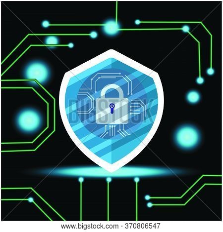 With Light Effect Background, Cyber Security Logo Icon Graphic