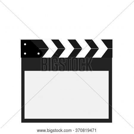 Movie Clapper Isolated On White.shown Slate Board. Use The Colors White And Black.realistic Movie Cl