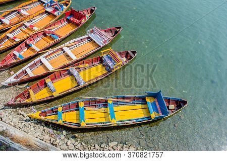 Colorful Boats In Beautiful Bhimtal Lake Of Nainital Uttarakhand