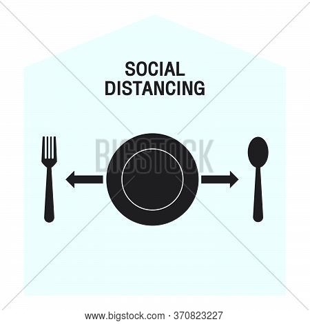Keep A Safe Distance When Eating. Simple Vector Icon Over White Background, Vector Illustration