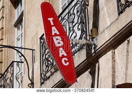 Bordeaux , Aquitaine / France - 05 05 2020 : Tabac French Red Logo For Store Tobacco A Sign Shop Wit