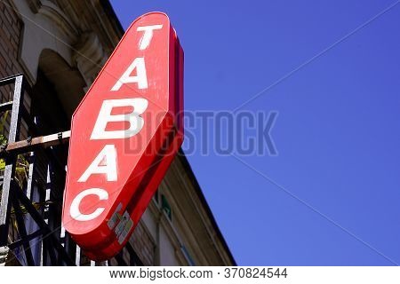 Bordeaux , Aquitaine / France - 05 05 2020 : Tabac French Red Logo Sign For Store Tobacco Shop With 