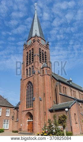 Rijssen, Netherlands - April 27, 2020: Historic Church In The Center Of Nijverdal, Netherlands