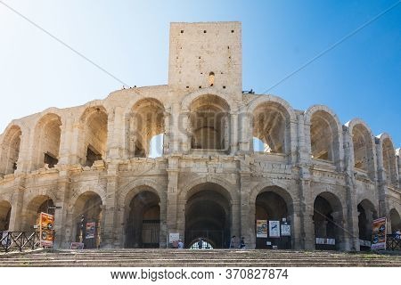 Arles,france-august 14,2016:view Of The Famous Arena Of Arles During A Sunny Day