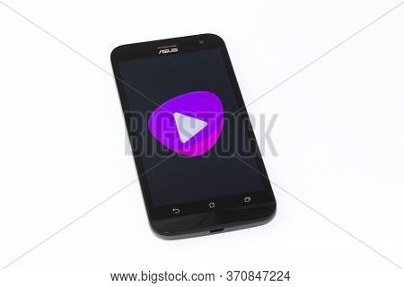 Kouvola, Finland - 23 January 2020: Telia Tv App Logo On The Screen Of Smartphone Asus