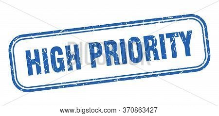 High Priority Stamp. High Priority Square Grunge Blue Sign