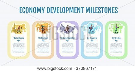 Economy Development Milestones Flat Color Vector Informational Infographic Template. Poster, Booklet