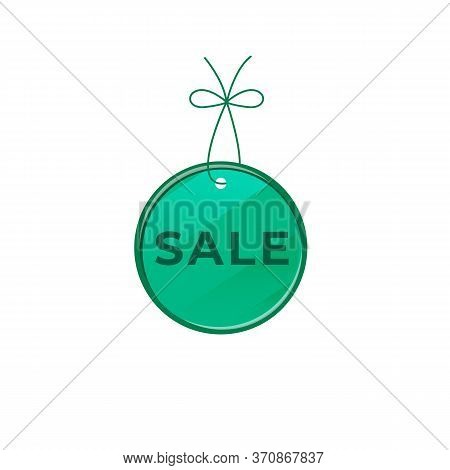 Sale Green Vector Board Sign Illustration. Shop Signboard Design With Typography. Round Promo Tag Is