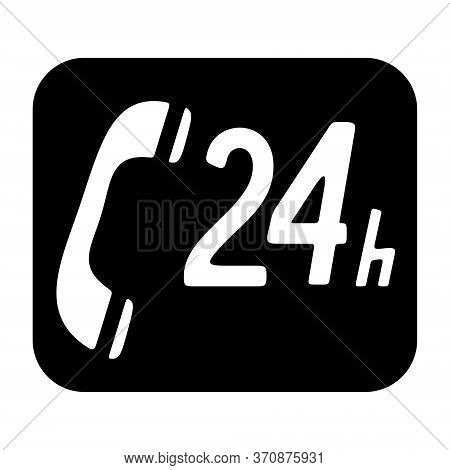 Call Center Icon In Line Style. 24/7 Phone Support Icon. 24 Hours Open Call Service. Non-stop Custom