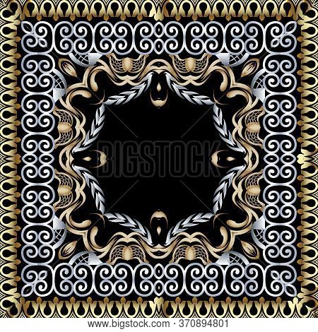 Vintage Floral Frame With Place For Text. Vector Onamental Seamless Pattern. Luxury Ornate Arabesque