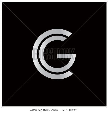 Modern Silver Colored Monogram With Letter C And Letter G