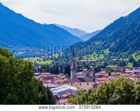 Aerial View Of Pinzolo, Trentino-alto Adige, Dolomites, North Italy