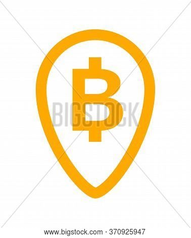 Currency Money Icon In Pin Point Symbol, Thb Coin Thailand For Flat Icon Style, Thai Token Money Bah