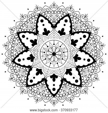 Black And White Round Mandala Vector Illustration