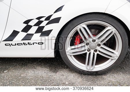 Bordeaux , Aquitaine / France - 03 01 2020 : Audi Tt Quatro Side Wheel Sign Logo Rear Emblem Of The 