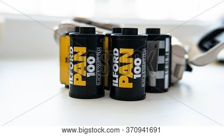 Kyiv, Ukraine - 11 June 2020: .film Photography Culture All Over The World. Black And White Film For