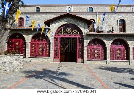 Litochoro, Greece - April 12, 2015: St Nicolas Church Located At The Main Square Of Litohoro Village