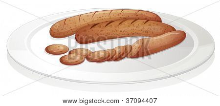 ilustracja kiełbasek na białym tle