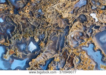 Texture Of Yellow -blue Moss Agate From The Coast Of Crimea