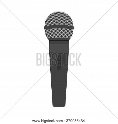 Vector Illustration Of Microphone Isolated On White Backgound, Flat Design