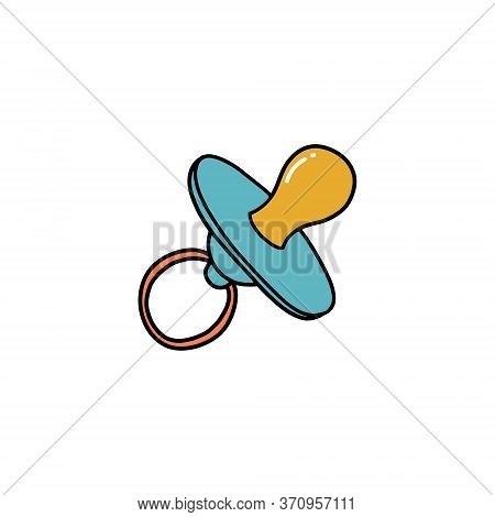 Baby Nipple Doodle Icon, Vector Color Illustration