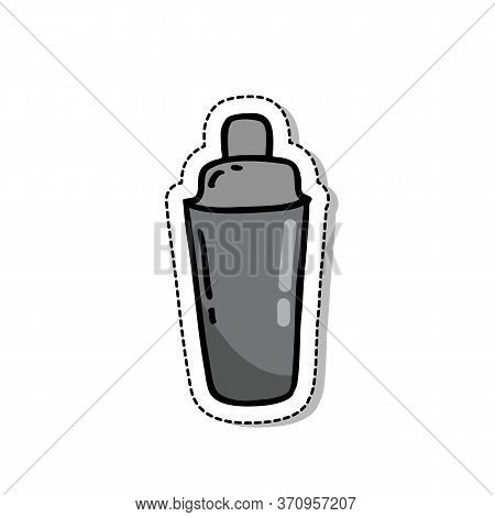 Cocktail Shaker Doodle Icon, Vector Color Illustration