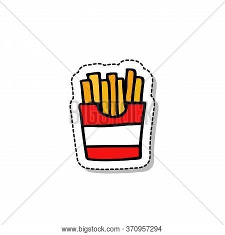 French Fries Doodle Icon, Vector Color Illustration