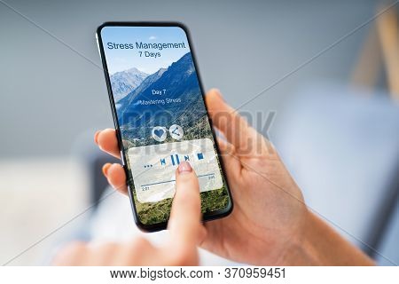 Person Using App For Meditation And Reducing Stress And Anxiety