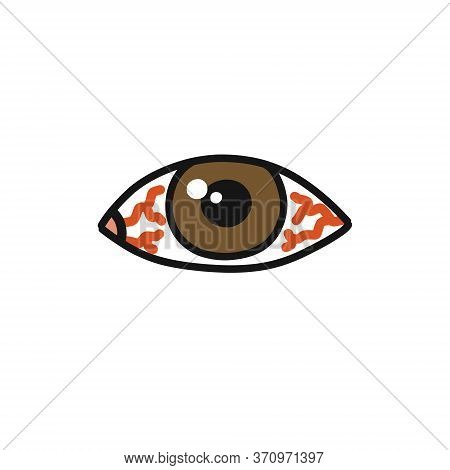Eye Redness Doodle Icon, Vector Color Illustration