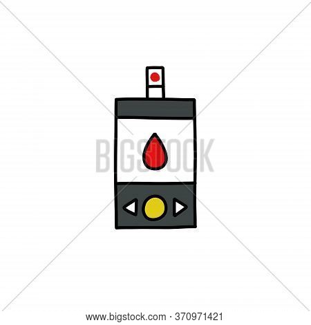 Glucose Meter Doodle Icon, Vector Color Illustration