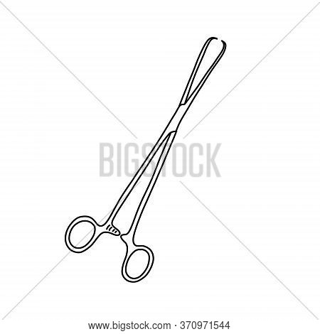 Schroeder Tenaculum Forceps Doodle Icon, Vector Line Illustration
